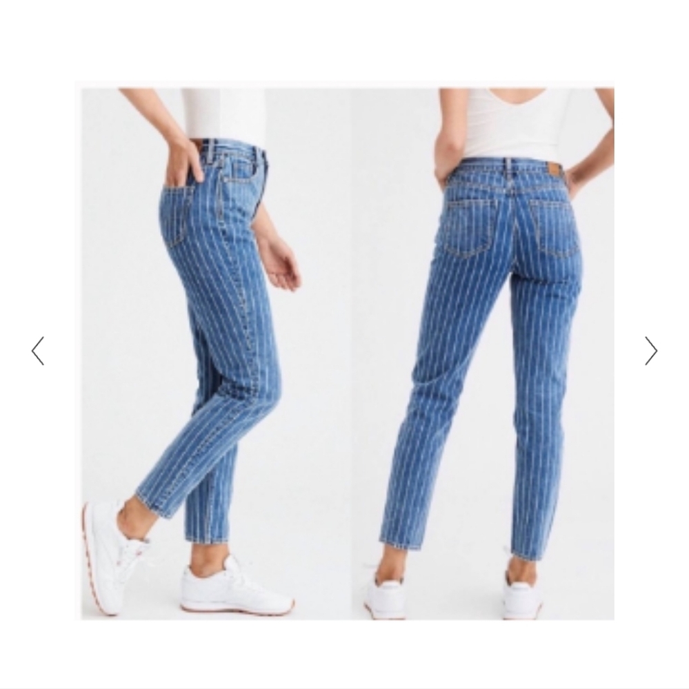 American Eagle Retro High waisted striped Denim Size 8